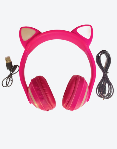 Diadema Audifonos Orejas Gato Bluetooth 5.0 Microsd Auxiliar