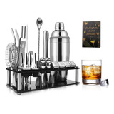 Set De Coctelera, Kit De Camarero Con Soporte, 25 Piezas