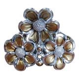 Broches Pelo Mujer S/metal Plata Flores Con Strass X Unidad