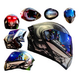 Casco Motociclista Kov Cyborg Negro Abatible Luz Trasera Dot