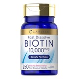 Suplemento Carlyle Biotina De 10000 Mcg, 250 Tabletas De Dis