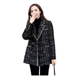 Abrigo De Invierno Con Chaqueta De Tweed A Cuadros Para Mujer