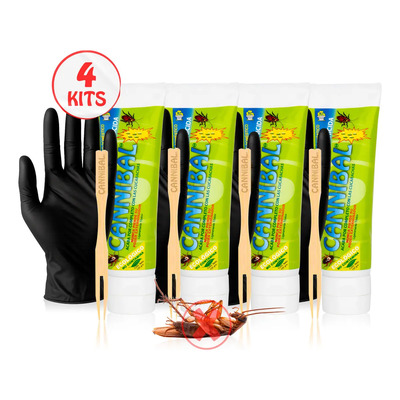 Mata Cucarachas Cannibal® Veneno Exterminador De Plagas Ecológico Paquete 4 Tubos Con 120g. Y Kit De Aplicación Para Casa Y Jardín | Envío gratis