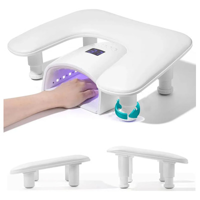 Aoso Reposa Brazos Manicure, Reposabrazos Manicure Forma U Con Luz Uv, Almohada Para Mano Reposabrazo Manicura Y Pedicura, Kit De Manicure Ajustable Para Salón De Belleza Y Uso Doméstico (blanco) | Meses sin interés