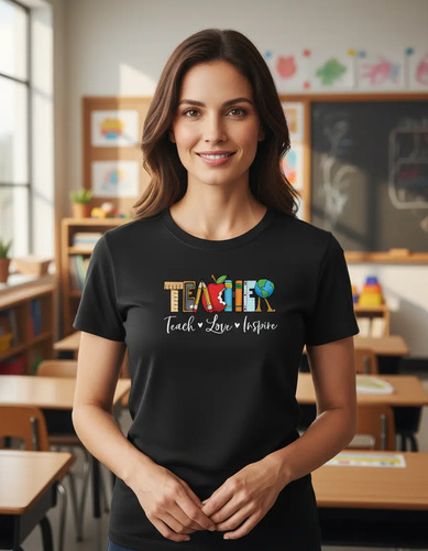 Playera Algodon Teacher Manzana Love Inspire