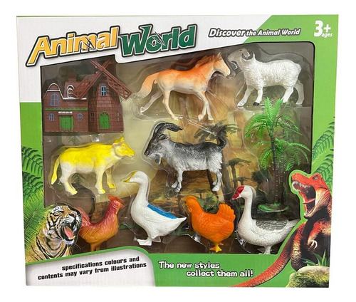 Set Animales De Granja X 8 Con Accesorios Cod 52286  