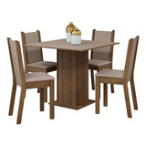 Juego Comedor Mesa 4 Sillas Briana Madesa Color Marron/crema/sintético Beige