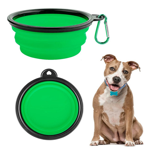 Plato Plegable Mascotas Perro Gato Agua Comida Portatil Viaj