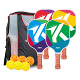 Kit De 4 Palas De Pickleball De Grafito Con Accesorios