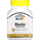 Biotina 21st Century 10.000mcg 120 Tablets Importado Eua 