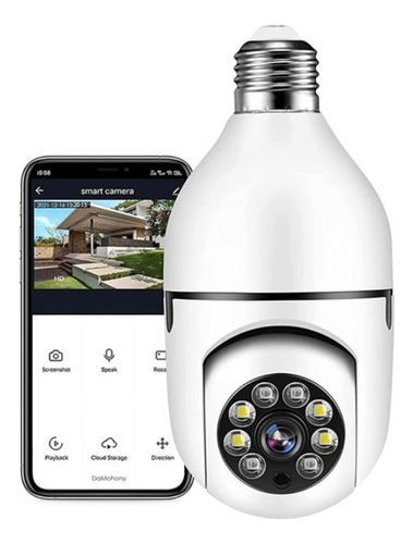 Câmera Ip Segurança Lâmpada Panorâmica Wifi Espia C/rastreio