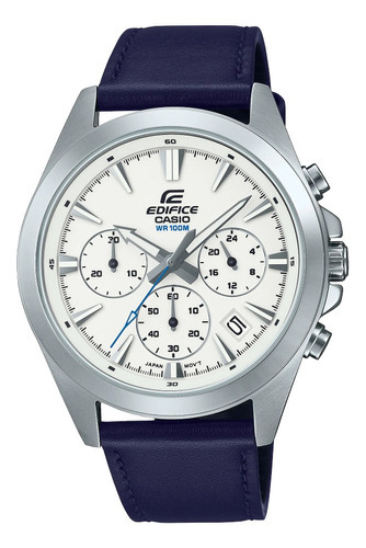 Reloj Casio Edifice Hombre Efv-630l-7a Color De La Malla Negro Color Del Bisel Plateado Color Del Fondo Blanco