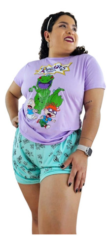 Pijama Xl Dinosaurio Reptar Rugrats Short Y Blusa Cómoda