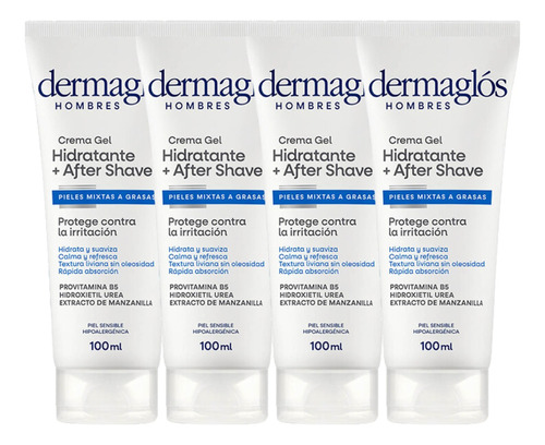 Combo X4 Dermaglos Crema Gel Hidratante + After Shave 100 Ml