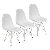 Kit 3 Cadeiras Charles Eames Botonê Eiffel Metal Cromado