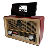 Bocina Bluetooth Vintage Retro Radio Am/fm/sw/usb/sd/aux/led Color Dorado