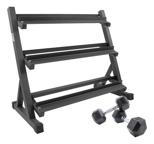 Rack Para Mancuernas Pares De Pesas Profesional Yim Sports Color Negro