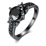 Anillos Negros Para Mujer, Anillos De Compromiso Chapados En