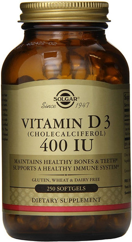 Vitamina D3 Colecalciferol 400iu Solgar Huesos Dientes 250c