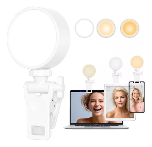 Aro Led Recargable Luz De Celular Con Clip Selfie Teléfono