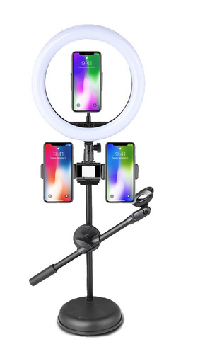 Soporte Stand Micrófono Escritorio Celular Aro Luz Led