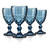 Joeyan Copas De Vino Vintage Azules, Copas De Agua Transpare