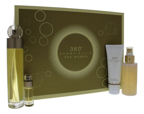 Set Perfume Perry Ellis 360 De 4 Piezas Para Mujer