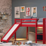 Cama Alta Kids Com Escorregador Em Madeira Maciça/mdf Bgwt