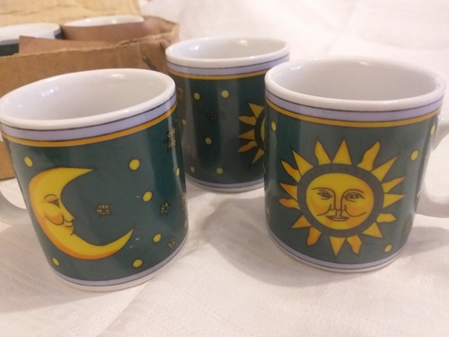 Tazas De Café Luna Y Sol De Cerámica - Martínez 