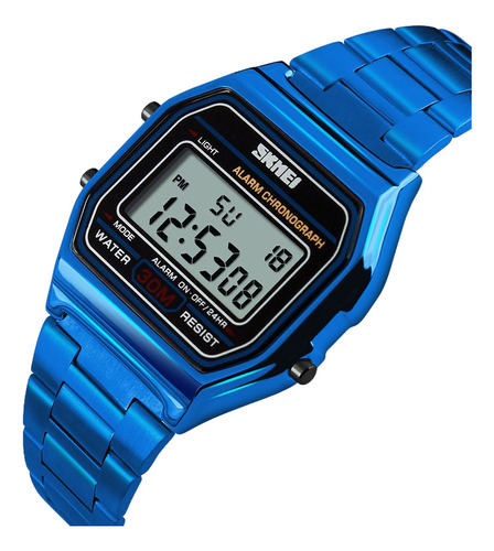 Reloj Pulsera Acero Skmei 1123 Retro Vintage Unisex Azul!!!!