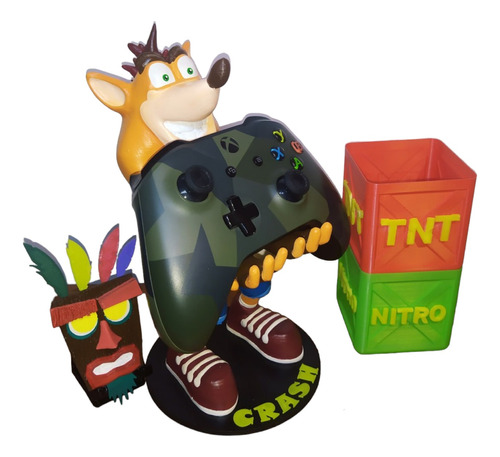 Soporte Crash Bandicoot Joystick+cajas Tnt Nitro+aki Aku