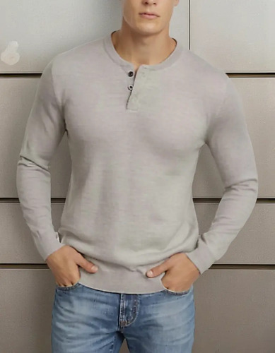 Sueter Sweater Club Room Hombre Lana Gris Azul Boton