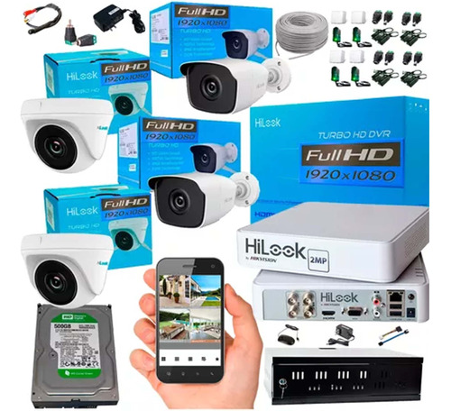 Camaras Hikvision Hilook Dvr 4ch + 4 Cám 1080p + Disco+ Rack