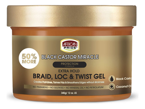 African Pride Black Castor Miracle Extra Hold Braid, Loc, Tw