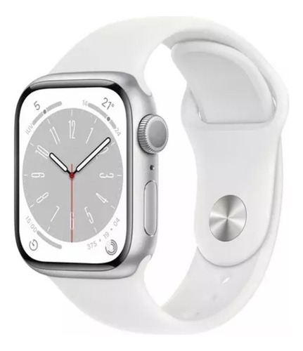 Apple Watch S8 + Cellular Prata 41mm Sport Branco Perfeito 
