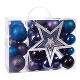 Bolas De Arbol De Navidad X 50u +estrella Azul/negro/purpura