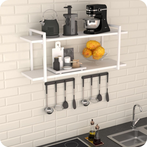 Prateleira Estilo Industrial Cozinha De Parede Gnd Bb 80cm Cor Branco