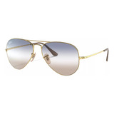 Anteojos De Sol Ray Ban Aviator Metal Ii Rb3689 001/gd Lente 001/gd Clear Gradient Blue/arista Varilla Dorado Armazón Dorado Diseño 55mm