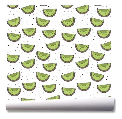 Papel De Parede Cozinha Fruta Kiwi Colorido Kit 03 Rolos A47