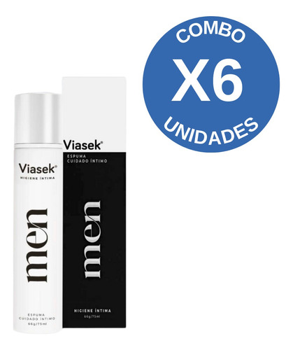 Combo X6 Viasek Espuma Cuidado Íntimo Del Hombre 75 Ml