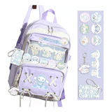 Mochila Kawaii Cinnamoroll For Adolescentes Con Alfileres Y