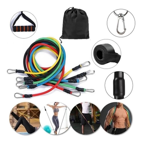 Kit 11 Elásticos Extensor Fit Treino Funcional Pilates Band