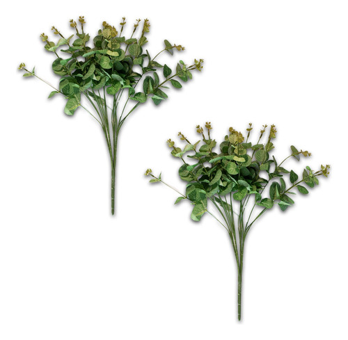 2 Buque De Eucalipto Artificial 47cm Folhagem Decoração Flor