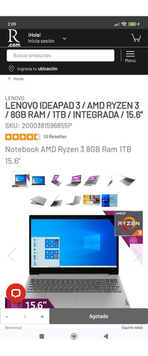 Laptop Lenovo Ideapad 3 15ada05 Amd Ryzen 5 8gb 256gb