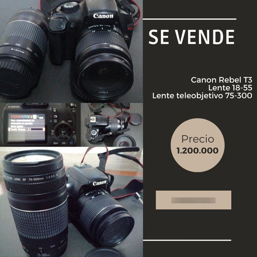  Canon Eos Rebel T3 Dslr Lente 18-55 Y Lente 75-300