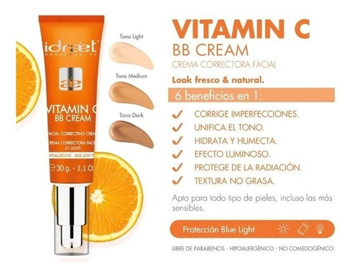 Idraet Nueva Vitamina C  Bb Cream Color Natural 