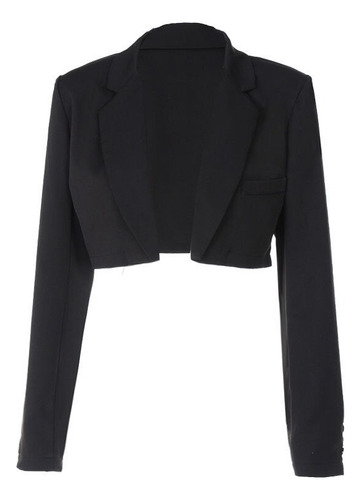 Autum Street Black Blazer Tipo Capa Crop Tops Para Mujer