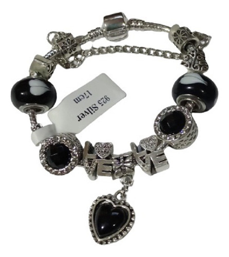 Pulsera Vintage  Con Letras De Amor Mariposa Negra 