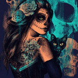 5d Diamond Painting  Catrina Con Gato Inmediato 4mybebe