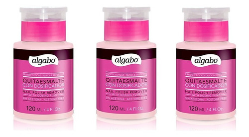 Quitaesmalte De Uñas Con Dosificador Algabo 120ml X 3u